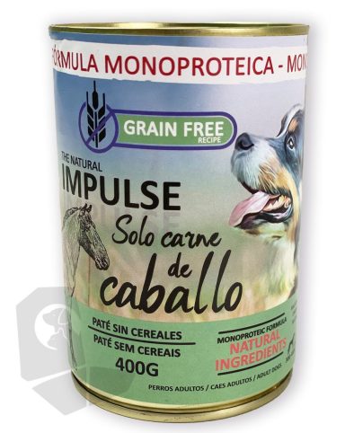 Impulse húmedo. 97% paté de caballo. Lata de 400g.