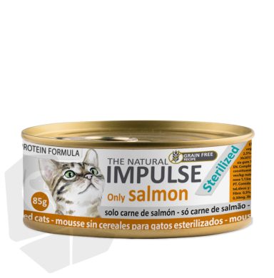 Mousse sin cereales para gatos adultos “The Natural Impulse” salmón 85gr